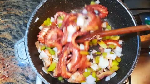 Chinese Style Spicy Garlic Stir Fry Octopus_Calamary. Best sea Food Recipe