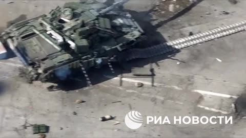 Abandoned Ukrainian tank used in the attempt to cross the border in the Nekhoteevka area, Belgorod