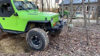 Stump Extraction with a Jeep, Tire, and 9k Winch