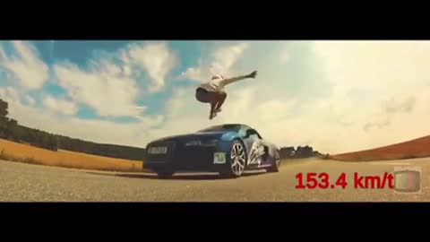 Jumping Over 153 KM/H Speeding Car .....!!! Awesome Stunt