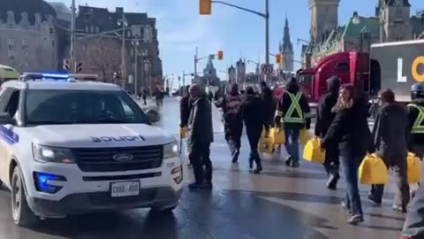 Fuel Marches By Police And They Do Nothing To Stop Them In Ottawa, Canada