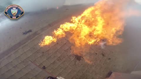 Helmet cam shows firefighters battling intense blaze