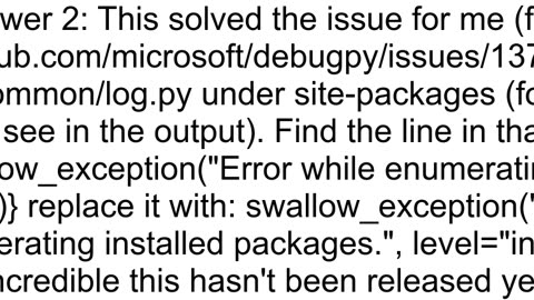 VSCode Python Error while enumerating installed packages