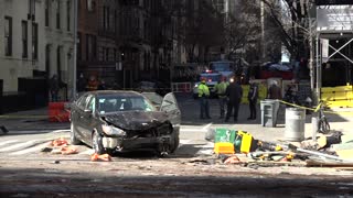 Car Crash Demolishes Outdoor Dining Area in New York City