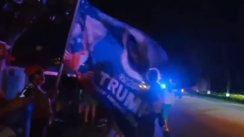 Trump supporters arrive outside Mar-A-Largo in Florida.