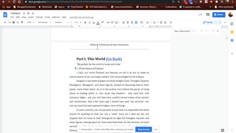 Flatland formatting a book using Google DOCS Video 4 of 5