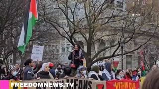 Pro-Hamas extremists gathering for “Flood Manhattan for Rafah” protest in Union Square in NYC.