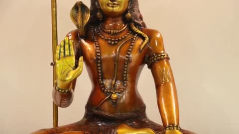 26" Blessing Lord Shiva Seated on a Mountain In Brass