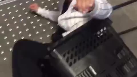 Drunk girl stuck in cart