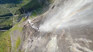 Drone Dives Down Narrow Norwegian Cliffs