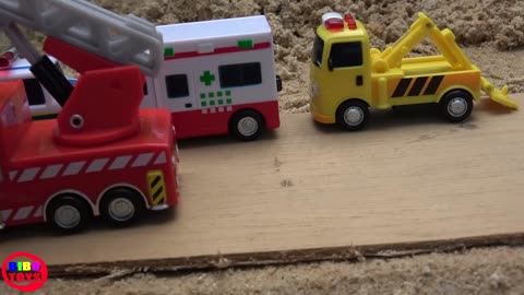 Gani Tayo Bus falls into the water! Fire Truck, Ambulance, Police Car rescue Tayo Bus toys play