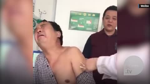 Chinese man afraid to take injection