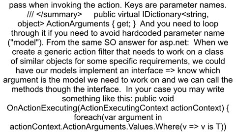 How to get current model in action filter