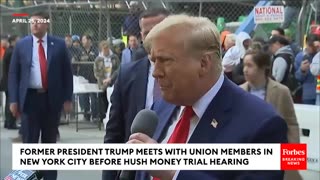 Trump Pays Surprise Visit To Union Construction Workers In NYC Before Trial Hearing