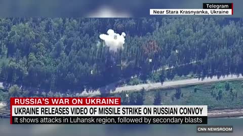 Video shows strike on Russian convoy