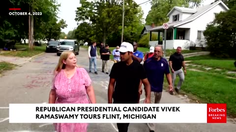 GOP PRESIDENTIAL CANDIDATE VIVEK RAMASWAMY TOURS FLINT, MICHIGAN