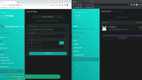 Setting up a web wallet and a display of PAW transaction speed