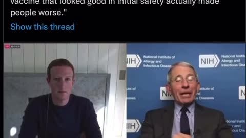 Fauci to Mark Zuckerberg - "vaccine could make people worse"