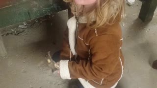 Demolition girl strikes agian breaks up concrete