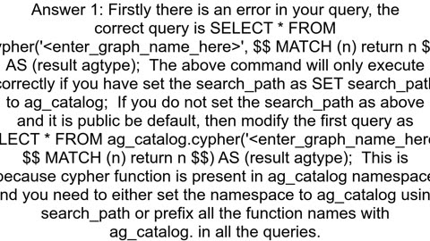 Function cypherunknown unknown does not exist in Apache AGE