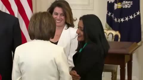 Pelosi Walks Through Crowd Maskless After Fining House Members For Not Wearing One