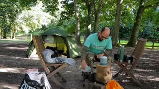 Making coffee by a tent. SEP 2022