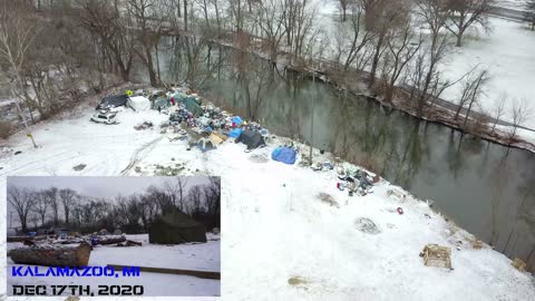 Homeless Camps Growing in Michigan- Kalamazoo and Grand Rapids Aerial Views