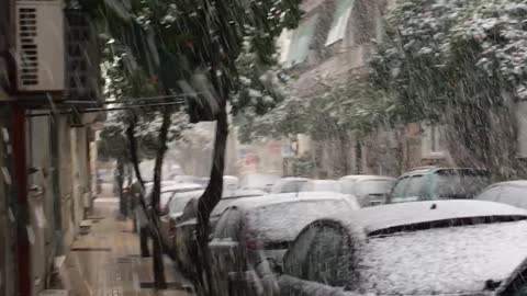 Heavy snowfall in Greece,