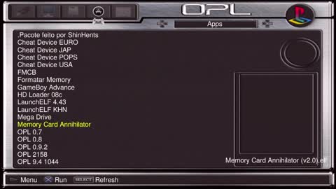 Pacote de APPS simples para o OPL do Playstation 2 (2022)