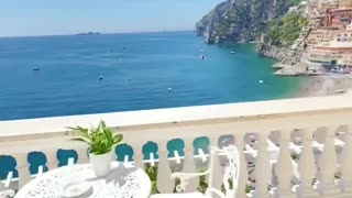 Stunning hotel balcony with breathtaking view in Italy