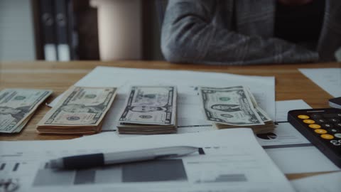 Commercial photography, close-up shot of calculating money, 13 seconds