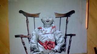 Realistic speed drawing of haunted doll 'Annabelle'
