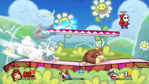 Donkey Kong vs Bowser vs King DeDeDe on Yoshi's Island (Super Smash Bros Ultimate)