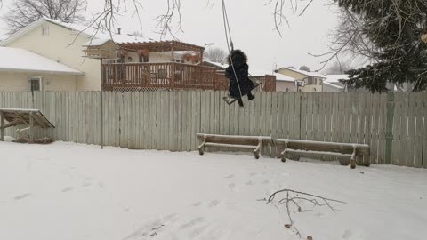 Swinging in the snow day