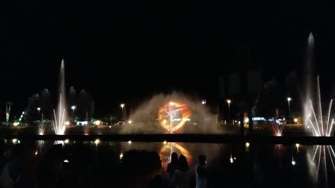 3D show in a fountain, in drops of water