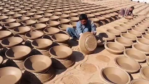 Glaze Pottery Art, Making Traditional Clay Plates, Glazed in Old Style Pottery Kiln