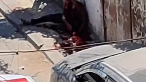 Israeli terrorists execute a man who was riding his bike in broad daylight...