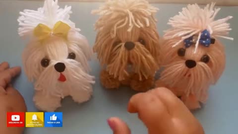 yarn wool dog ✓how tu make a pom pom dog ~ diy with toilet paper roll