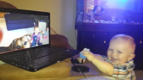 Baby laughing while watching " Hysterical bubbles