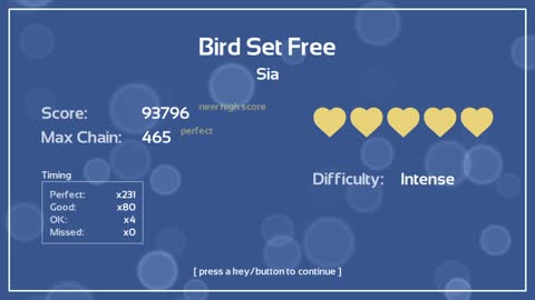 Melody's Escape. "Bird Set Free", by Sia.