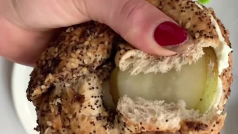 Goat Cheese Maple Pear Bagel 🥯 🍐for more delicious low carb recipe