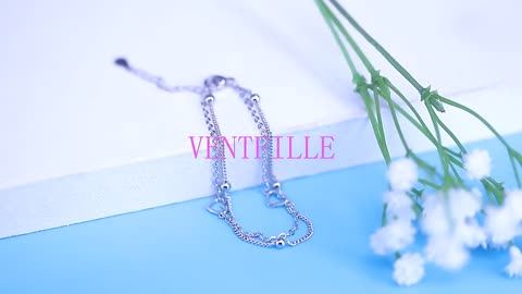 VENTFILLE 925 Sterling Silver Double Love Heart Hollow Round Beads Bracelet