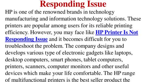 How To Fix HP Printer Is Not Responding Issue