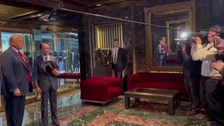Trump greets with Former Japan PM, Taro Aso at Trump Tower in New York