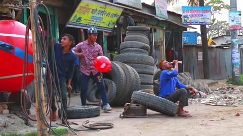 Tyre Blast PRANK with Popping balloons | Crazy REACTION with Popping Balloon Prank - So Funny