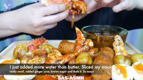 SAS-ASMR Spicy Seafood Boil Mukbang🍤🦞Eggs, Corn, and Enoki Mushrooms - ASMR Seafood Compilation