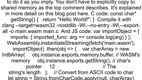 WebAssembly return string use C