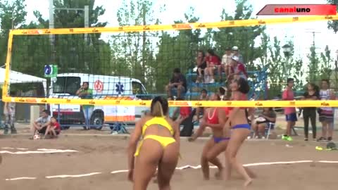 Hot and Sexy girl when playing beach volleyball