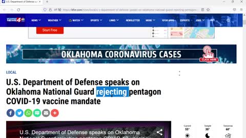 Guarda Nacional de Oklahoma rejeitando o mandato da vacina do pentágono COVID-19