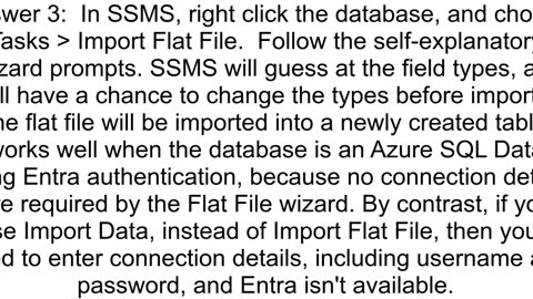 Import CSV into SQL Azure Database using SSMS
